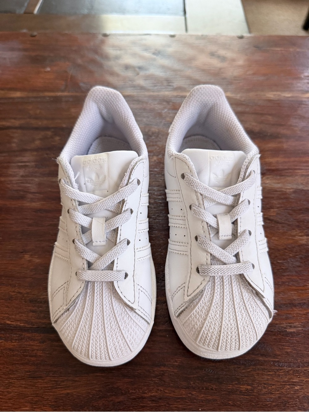 adidas Kids White Shell-Toe Sneakers